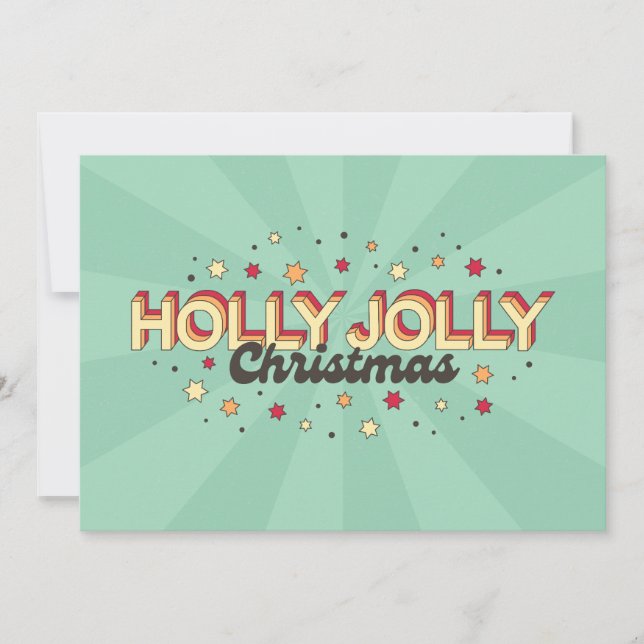 Invitación Diseño de texto de navidades retro 3d holly jolly (Anverso)