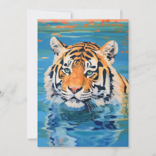 Invitación Diseño de tigre, pintado, arte colorido