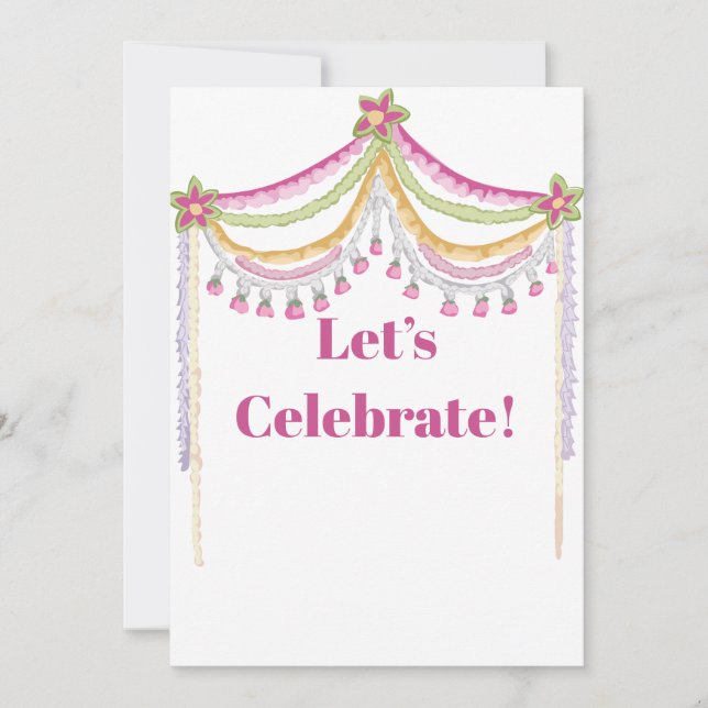 Invitación Diseño de toldo, borde, banderín (Anverso)