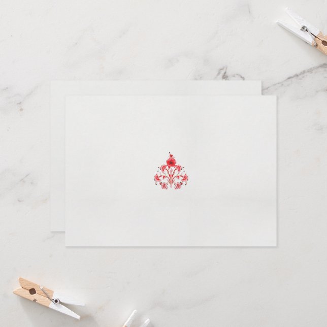 Invitación diseño de una flor roja sobre un fondo blanco (Anverso/Reverso In Situ)