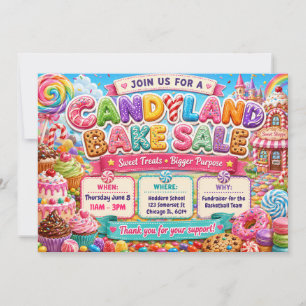 Invitación Diseño de venta de pasteles de Candyland