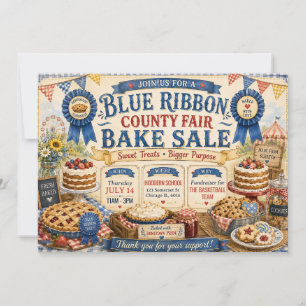 Invitación Diseño de venta de pasteles de la feria del condad