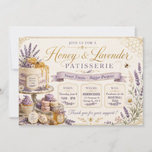 Invitación Diseño de Venta de Repostería de Miel y Lavanda