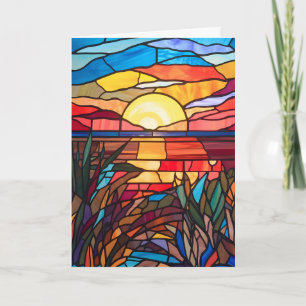 Invitación Diseño de vidrio manchado al atardecer Notecard, I