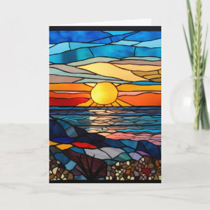 Invitación Diseño de vidrio manchado al atardecer Notecard, I