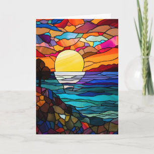Invitación Diseño de vidrio manchado al atardecer Notecard, I
