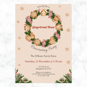 Invitación Diseño de Wreath de la casa de Gingerbread decoran