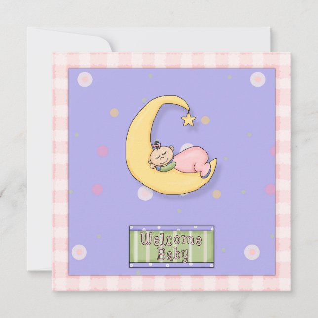 Invitación Diseño decorativo Chica de Baby Shower (Anverso)
