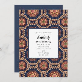 Invitación Diseño decorativo de Flores y Estrellas Cumpleaños