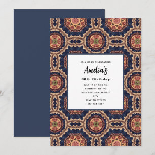 Invitación Diseño decorativo de Flores y Estrellas Cumpleaños