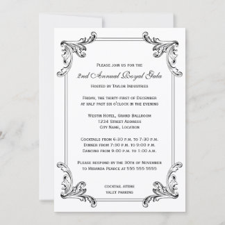 Invitación Diseño decorativo elegante en blanco y negro
