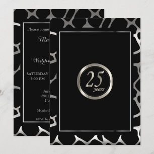 Invitación Diseño del 25° Aniversario de Plata - Giraffe Desi