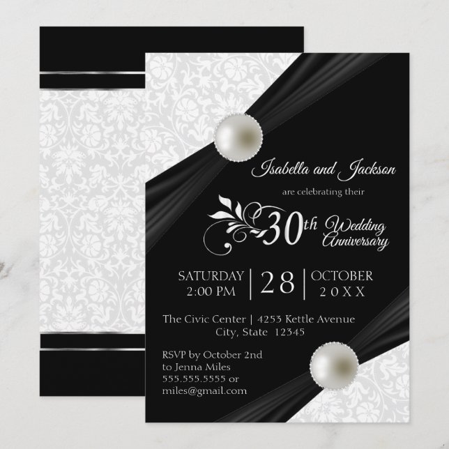 Invitación Diseño del 30° Aniversario de la Perla - Blanco y  (Anverso / Reverso)