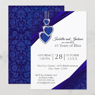 Invitación Diseño del 45/65 aniversario de Sapphire