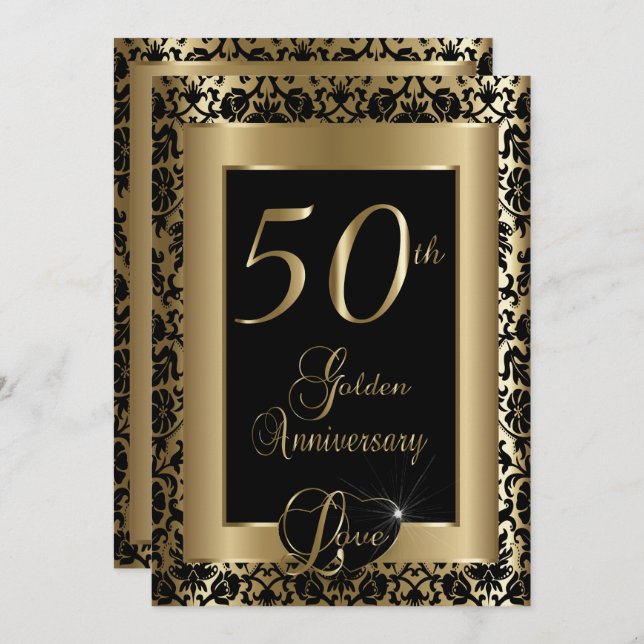 Invitación Diseño del 50º Aniversario de Bodas de Oro (Anverso / Reverso)