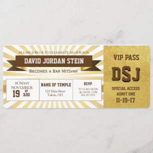Invitación Diseño del Bar Mitzvah Sports Gold