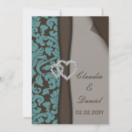 Invitación Diseño diamante de cinta de la FAUX de Damask de B