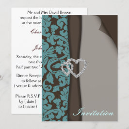 Invitación Diseño diamante de cinta de la FAUX de Damask de B