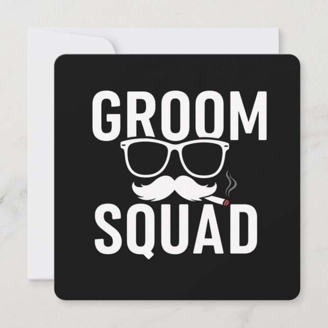 Invitación Diseño divertido de la fiesta de boda Groom Squad (Anverso)