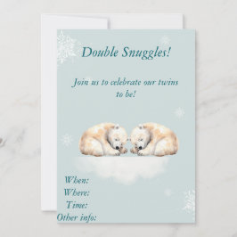 Invitación Diseño doble de oso polar Baby Shower