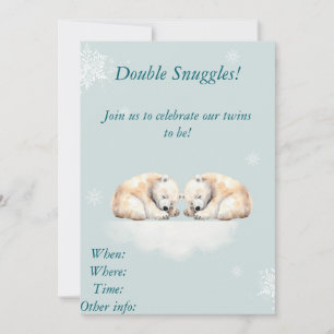 Invitación Diseño doble de oso polar Baby Shower