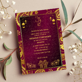 Invitación Diseño dorado de la ceremonia de la novia india Me