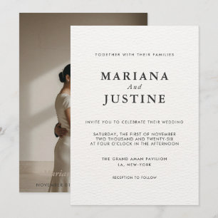 Invitación Diseño editorial minimalista para fotos de boda de