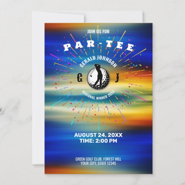 Invitación Diseño elegante con tema de golf (Anverso)