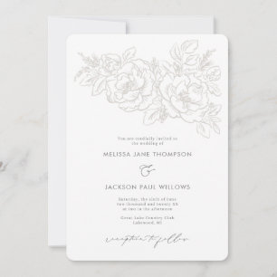 Invitación Diseño elegante de boda en la esquina de la flor
