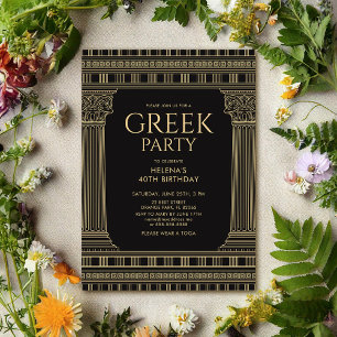 Invitación Diseño elegante de fiesta con toga con columnas de