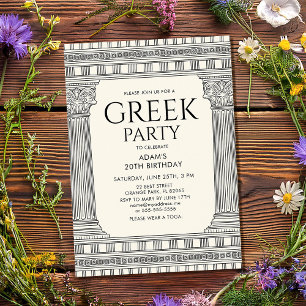 Invitación Diseño elegante de fiesta con toga con columnas de