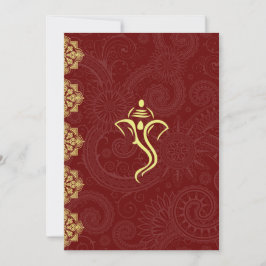 Invitación Diseño elegante de la boda de Vinayaka del rojo y