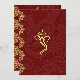 Invitación Diseño elegante de la boda de Vinayaka del rojo y