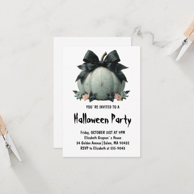 Invitación Diseño elegante de la fiesta de calabaza Halloween (Anverso/Reverso In Situ)