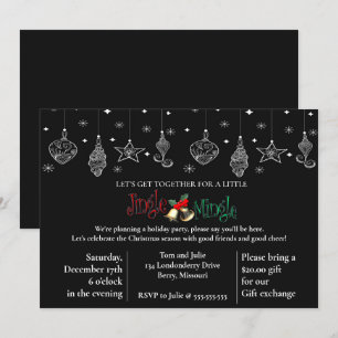 Invitación Diseño elegante de Navidades negros
