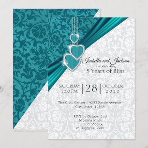 Invitación Diseño elegante para el 5to aniversario de bodas