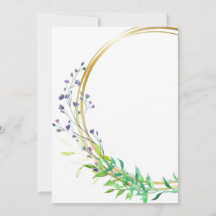 Invitación Diseño en blanco con flores azules en spray