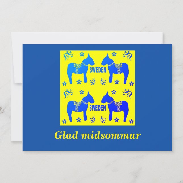 Invitación diseño escandinavo,Personalizado Glad midsommar (Anverso)