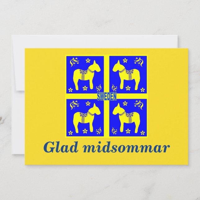 Invitación diseño escandinavo,Personalized Glad midsommar (Anverso)
