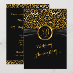 Invitación Diseño exótico de leopardo del 50º aniversario