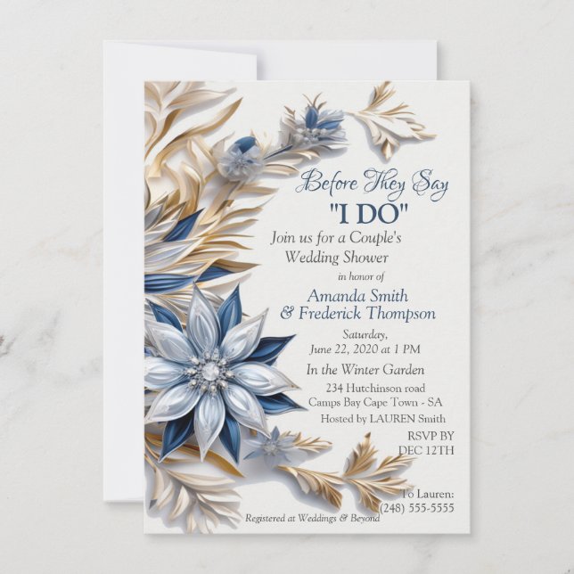 Invitación Diseño festivo único de copo de nieve invernal (Anverso)