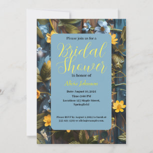 Invitación diseño floral azul y amarillo bonito