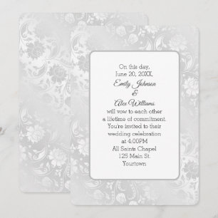 Invitación Diseño floral Boda Silver Shimmer