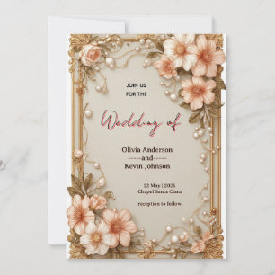 Invitación 🌿 Diseño Floral de Boda Romántico Suave 🌿
