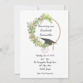 Invitación Diseño floral de fiesta de graduación con personal