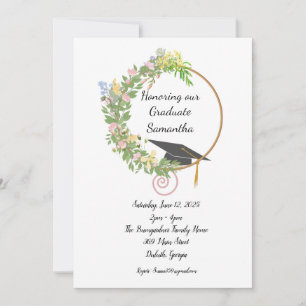 Invitación Diseño floral de fiesta de graduación con personal