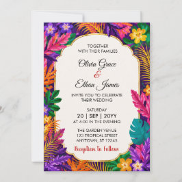 Invitación Diseño Floral de Hojas Tropicales para Bodas