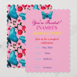 Invitación Diseño floral de mariposa personalizado y hecho a