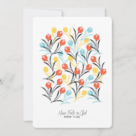 Invitación Diseño floral de patrón vibrante de tulipán en bla