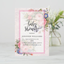 Invitación Diseño Floral de Rosa Personalizado Vintage Rústic